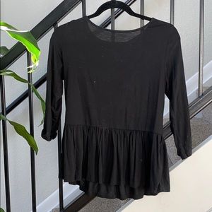 Black Cotton/Satin Babydoll 3/4 Top